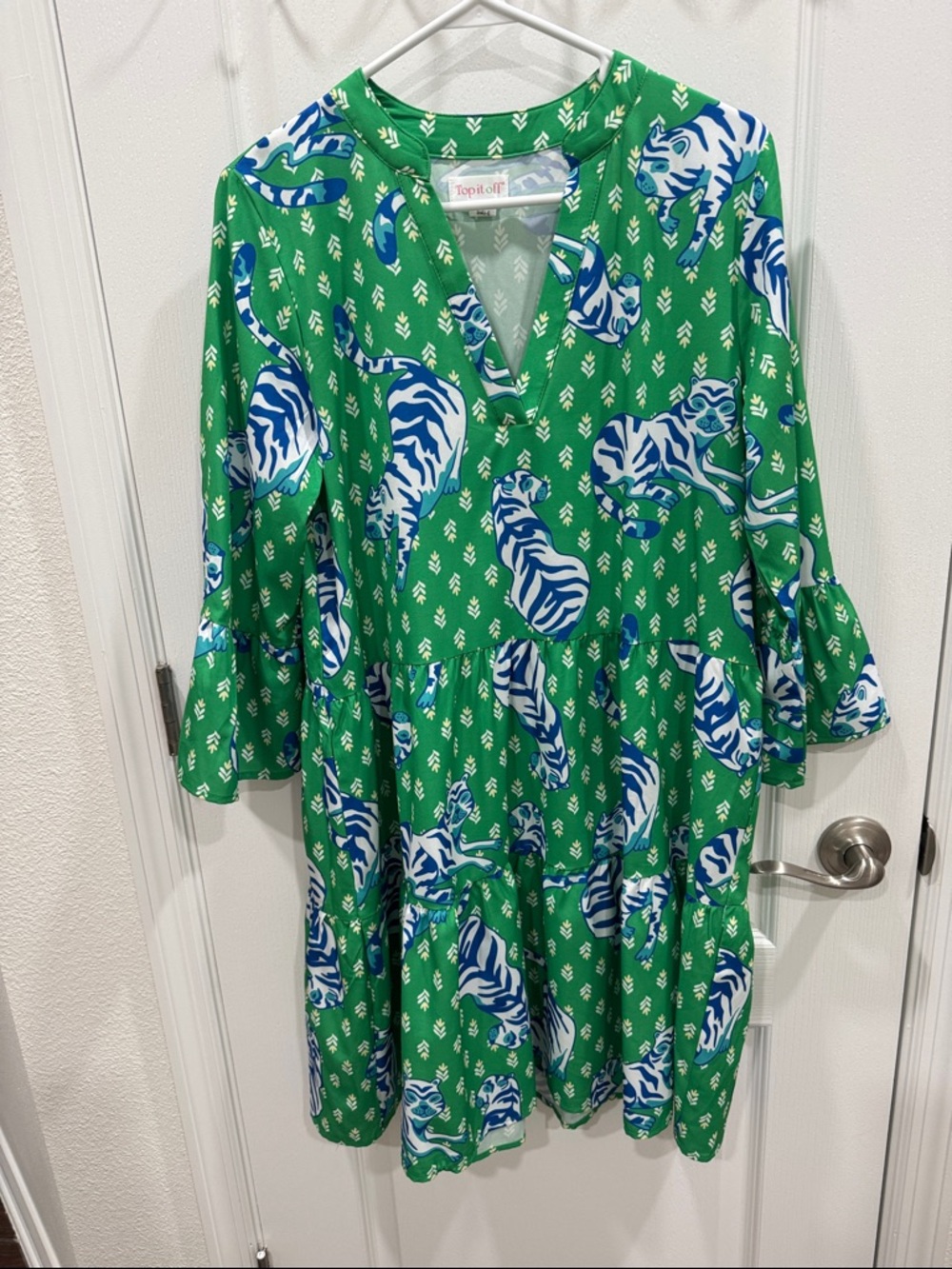 Topshelf Green Tiger Print Mini Dress